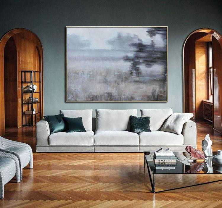 Handmade Large Contemporary Art,Horizontal Abstract Landscape Oil Painting On Canvas,Canvas Paintings For Sale,Grey,Black,Brown.etc